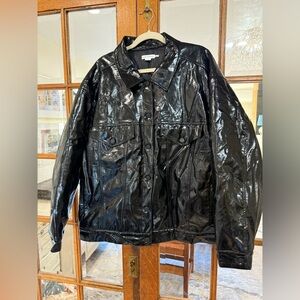 Good American Black Patent Leather Jacket. Jump sizing 5/6 or 2XL.